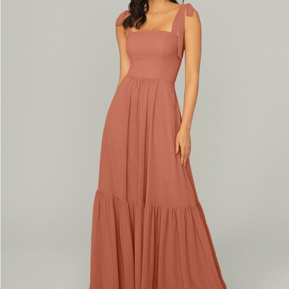 Orange Tiered Maxi Dress with Square Neckline